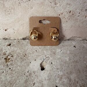 Elegant Gold Small Hoop Earrings with Ball Charm